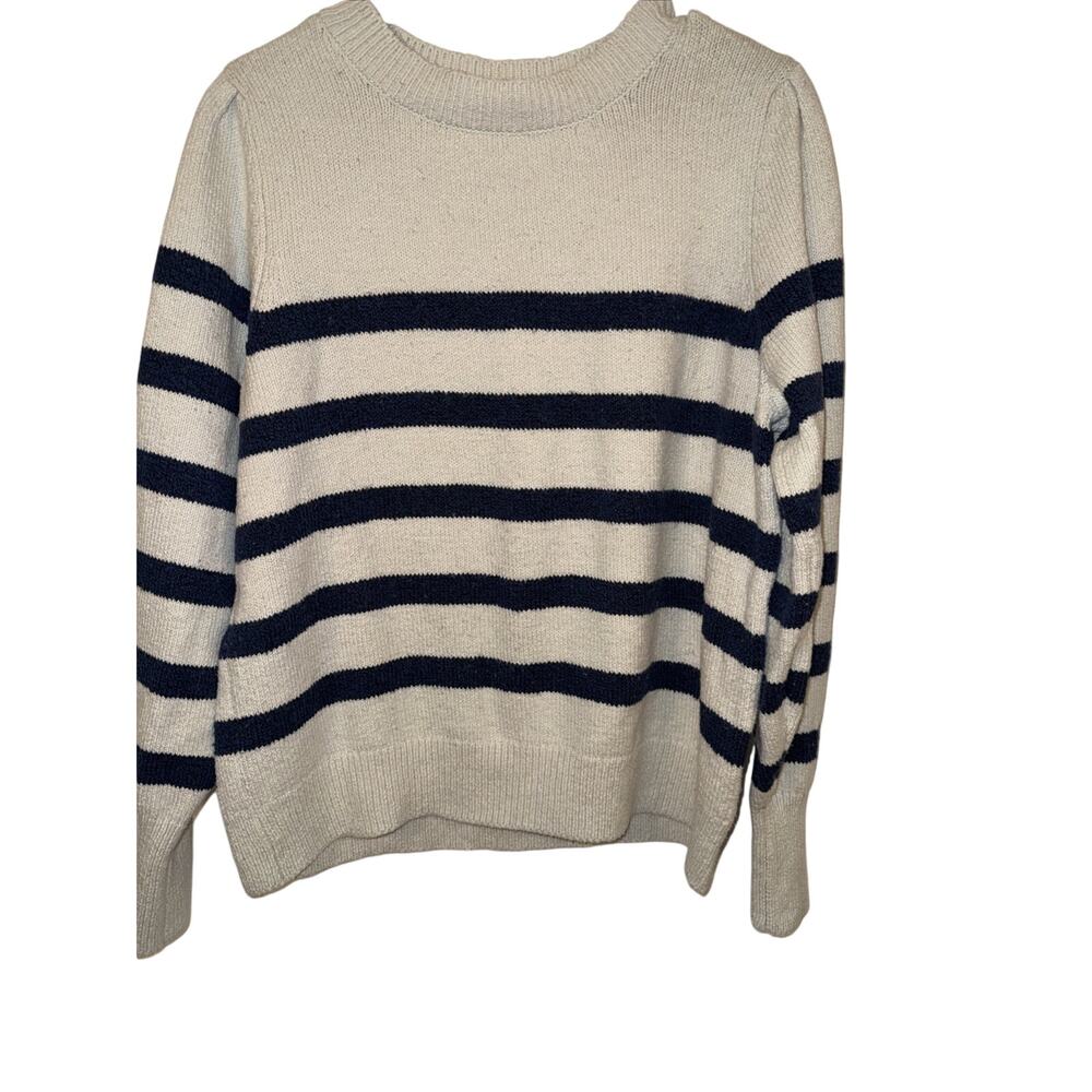 Free Assembly Zara striped knit sweater in a cream and navy color scheme. XL